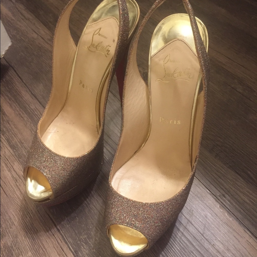 Christian Louboutin Lady Peep Glitter Slingback